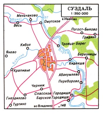 Карта Суздаля и окрестностей.